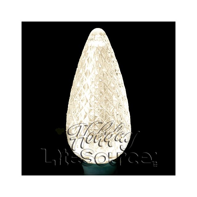 25-Light LED C9 Light Set; Warm White Bulbs on Green Wire