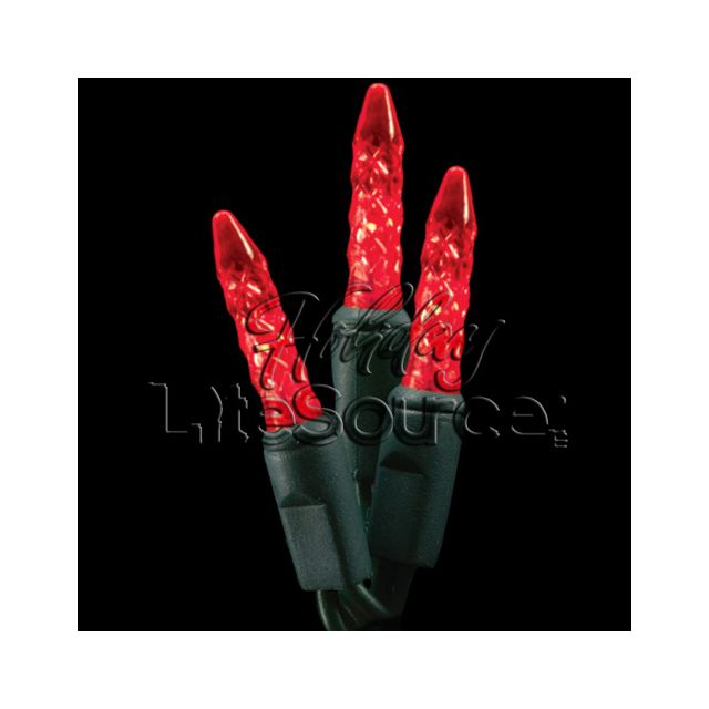 LED Red Net Light Strand on Green Wire; M5 Mini Ice