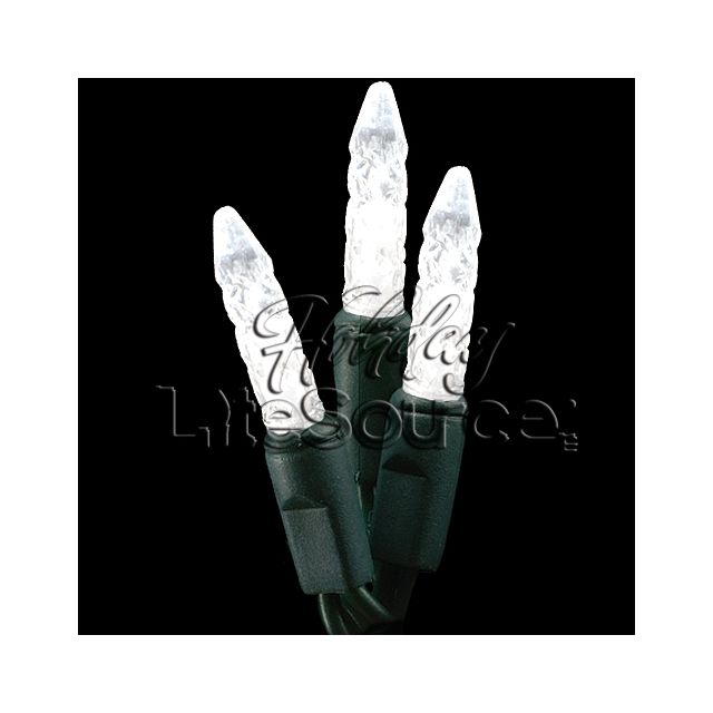 LED Pure White Net Light Strand on Green Wire; M5 Mini Ice