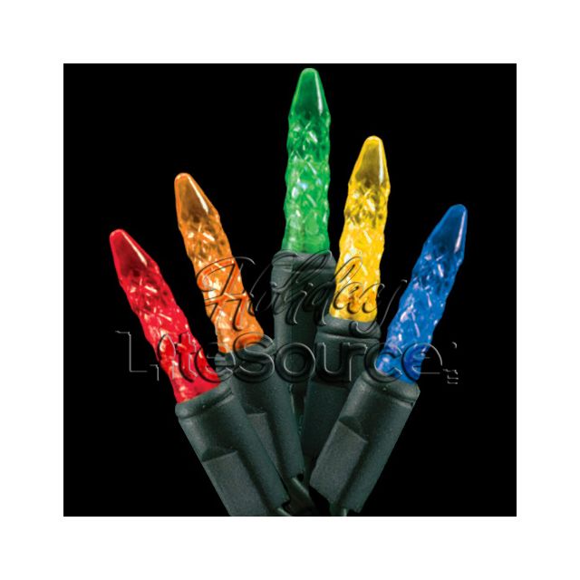 LED Multi Colored Net Light Strand on Green Wire; M5 Mini Ice