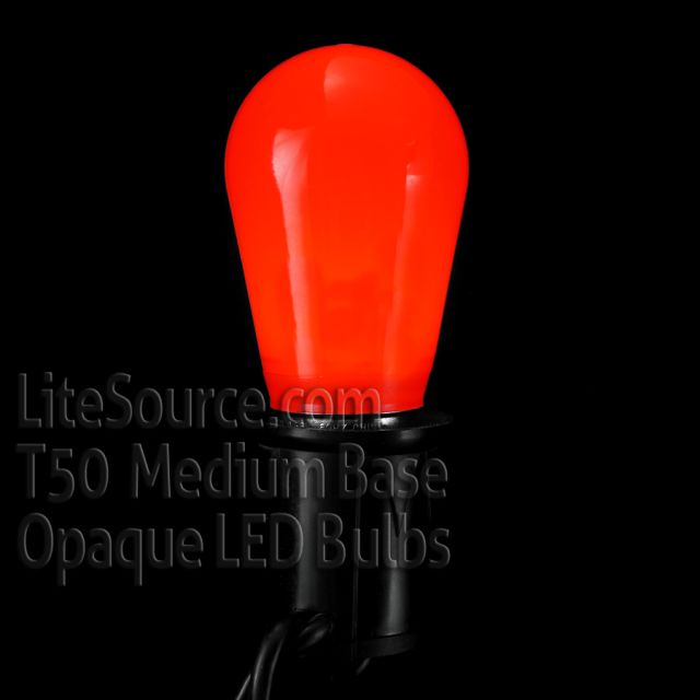 T50 Red LED Replacement Bulb Opaque Smooth S14/E26 Medium Base Style