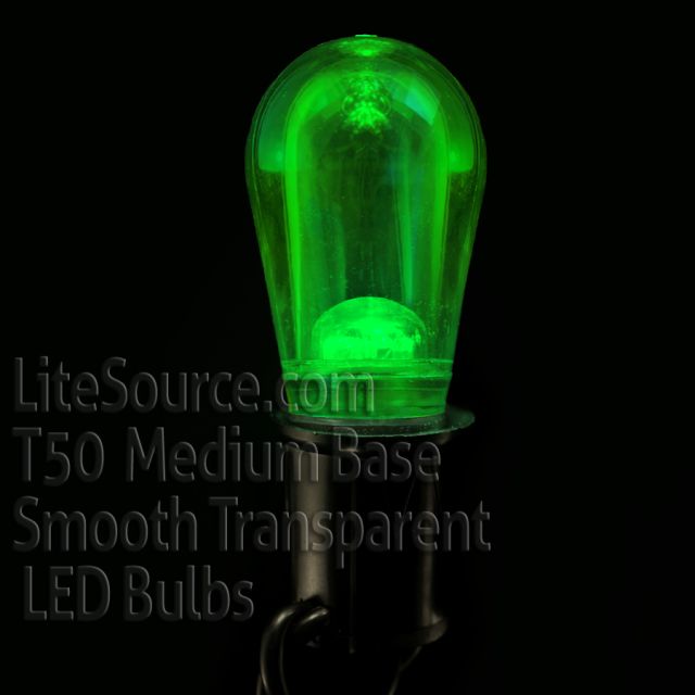 T50 Green LED Replacement Bulb Smooth Transparent S14/E26 Medium Base Style