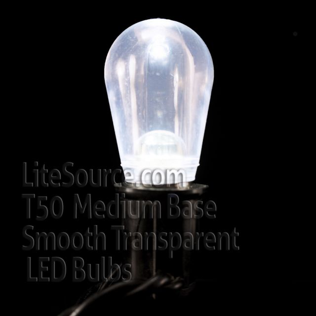 T50 White LED Replacement Bulb Smooth Transparent S14/E26 Medium Base Style