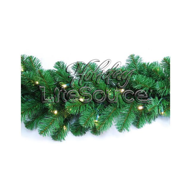 9' x 14" Prelit LED Deluxe Oregon Fir Christmas Garland with Sun Warm White LED Lights