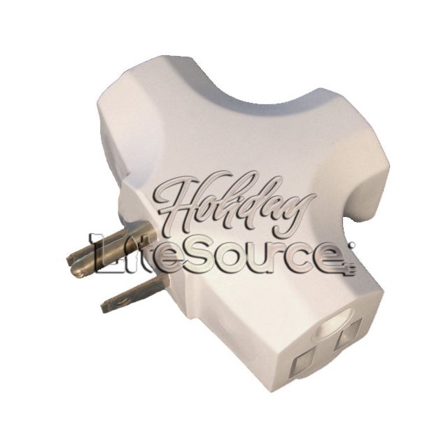 White 3 Outlet Grounding T-Splitter