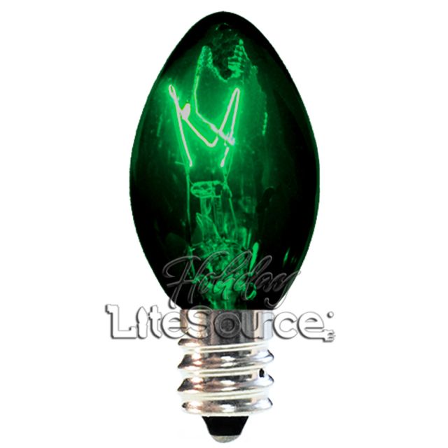 Dark Green Replacement Bulb  C7 Candelabra Triple Dip Style