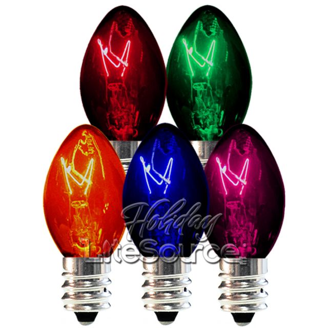 Dark Multi Color Replacement Bulb  C7 Candelabra Triple Dip Style