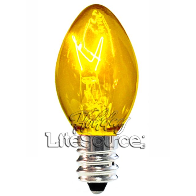 Dark Yellow Replacement Bulb  C7 Candelabra Triple Dip Style