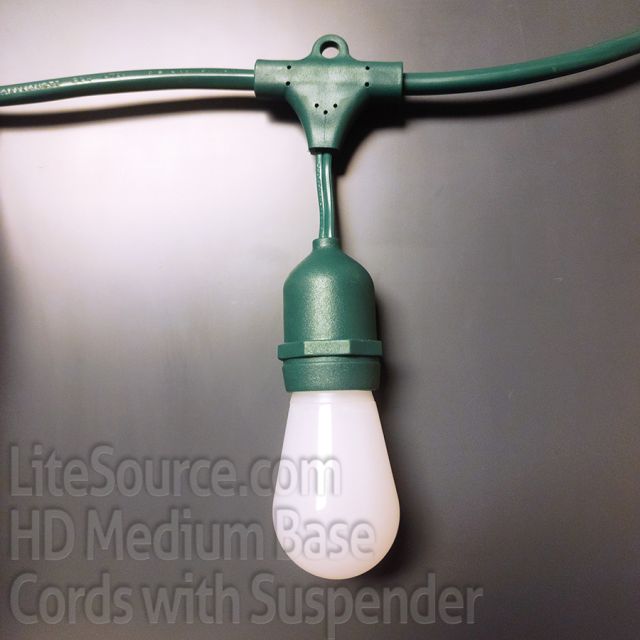 Green Heavy-Duty Outdoor Patio Cords with Suspended Sockets for Patio Lights - 330 Feet Long
