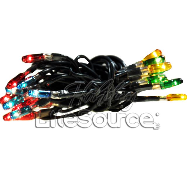 25 Multi Mini Lights on Green Wire