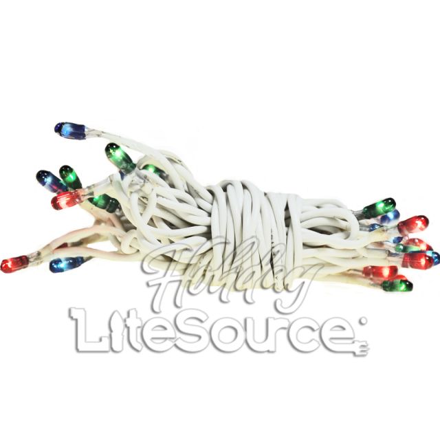 50 Multi Mini Lights on White Wire