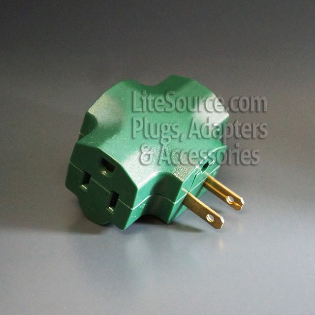 Heavy Duty Three Outlet 3-2 Splitter; 2-Prong Male; Three-Prong Outlets